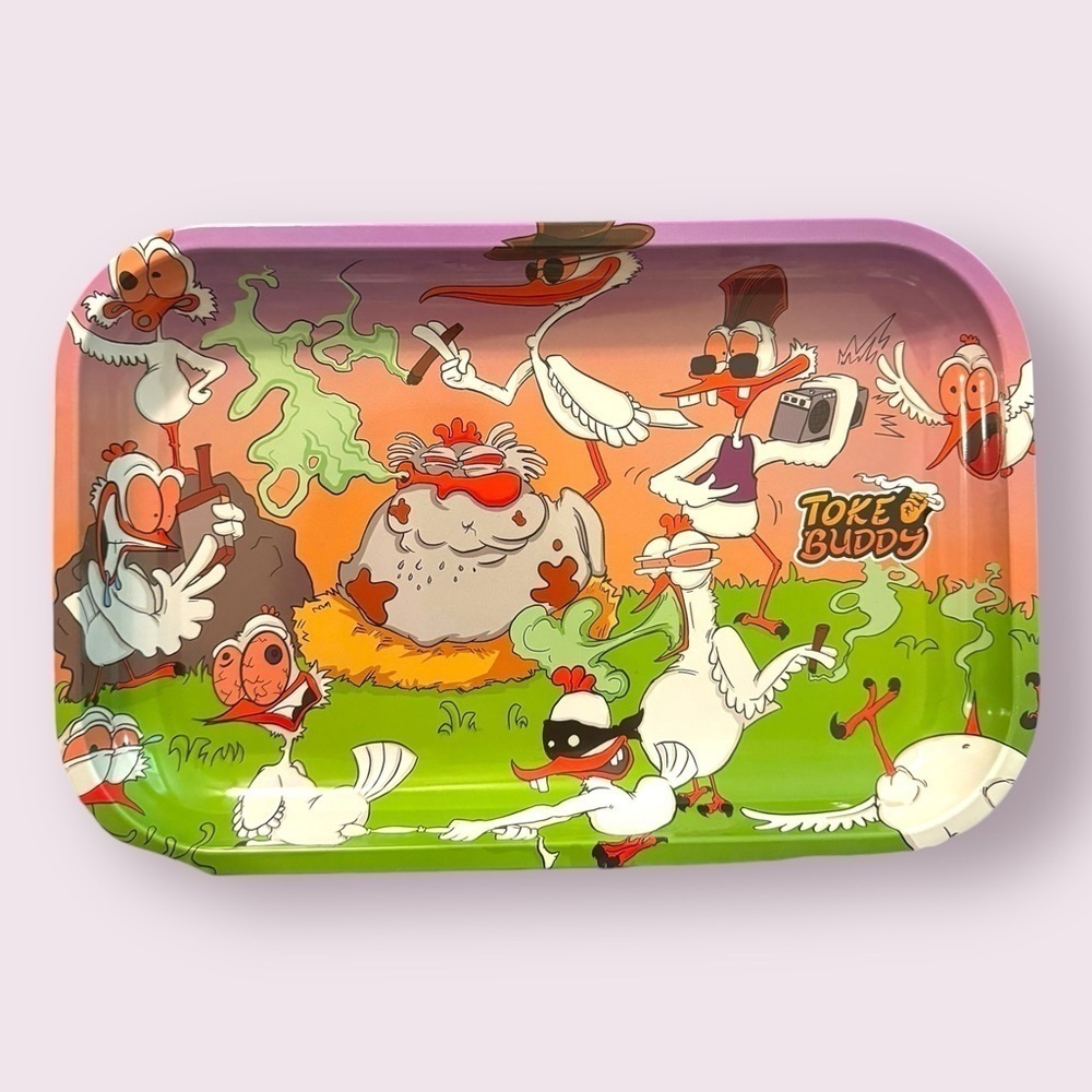 Funny Cartoon Rolling Tray Metal Stoner Tray Meme Graphic 7.5x11